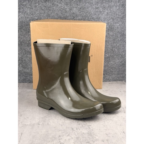 chooka Shoes - Chooka Polished Mid Green Rain Boots Waterproof Women's Size 8 New